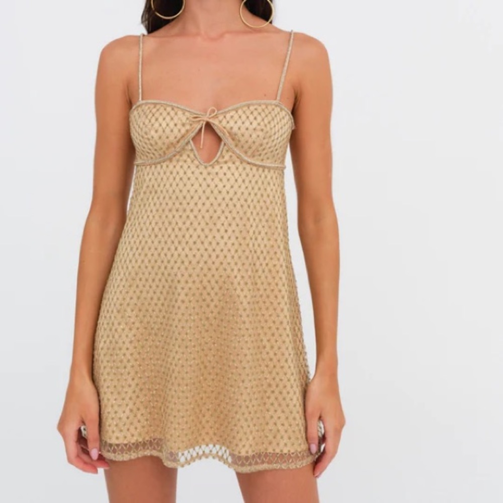 For Love & Lemons Glitter Slip Dress